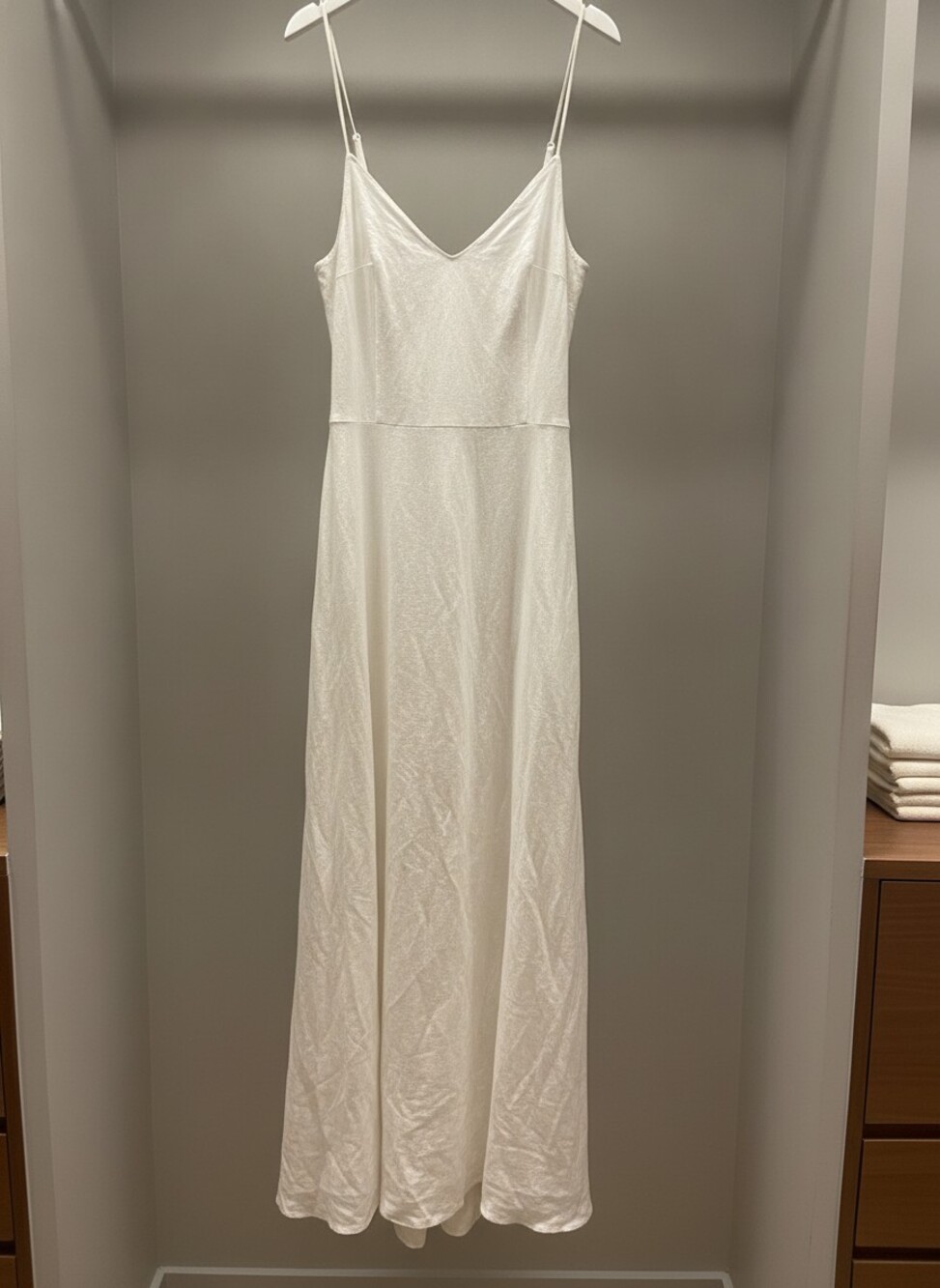 White Floral Jacquard Halter Maxi Dress Sz M